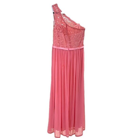 David's Bridal One Shoulder Maxi Dress -Evening Wear - Parfait Pink - Size 14 - Picture 3 of 9